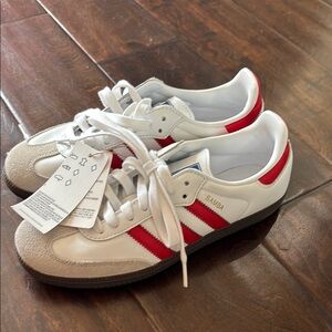White and Red Samba Sneakers